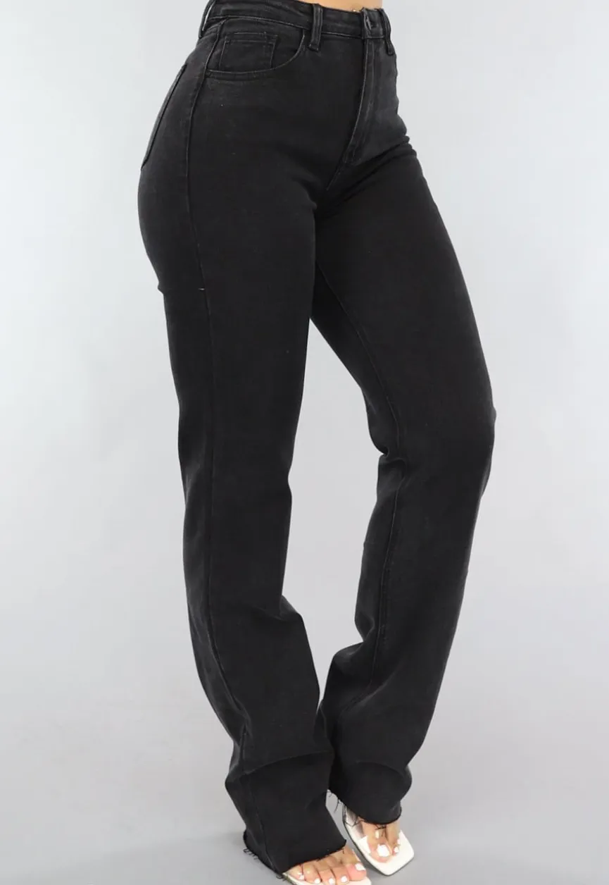 Zwarte Lange Straight Leg Tall Jeans met Stretch