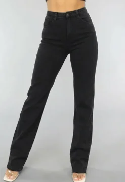Zwarte Lange Straight Leg Tall Jeans met Stretch