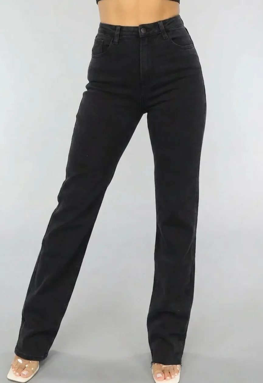 Zwarte Lange Straight Leg Tall Jeans met Stretch