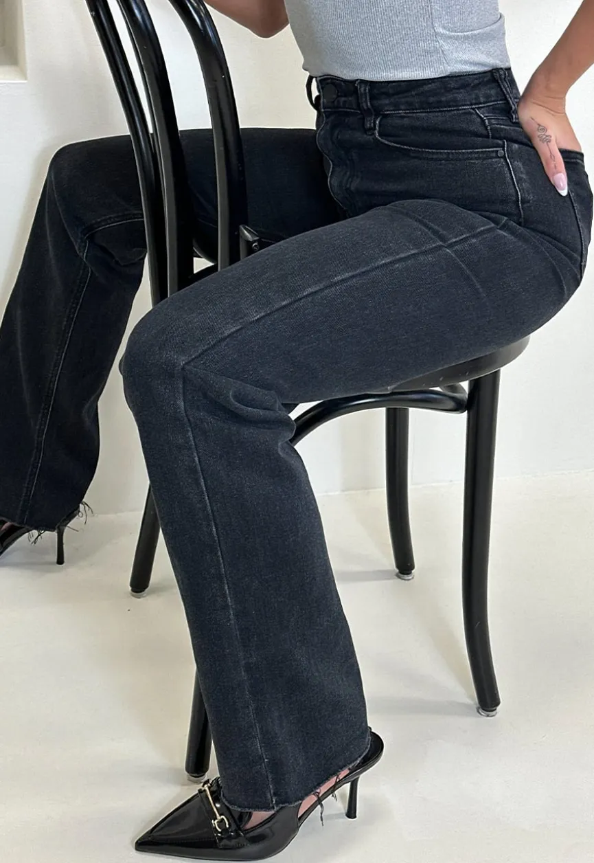 Zwarte Lange Straight Leg Tall Jeans met Stretch