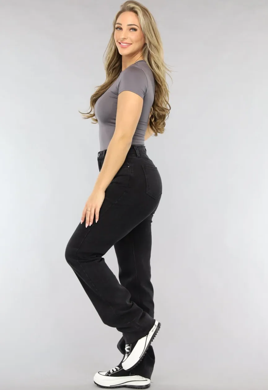 Zwarte Lange Straight Leg Tall Jeans met Stretch