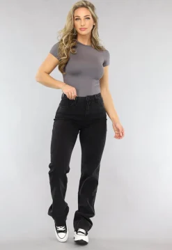 Zwarte Lange Straight Leg Tall Jeans met Stretch