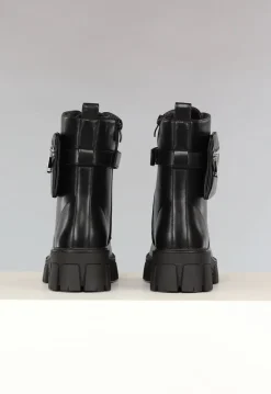 Zwarte Lederlook Biker Boots met Tasje