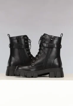 Zwarte Lederlook Biker Boots met Tasje