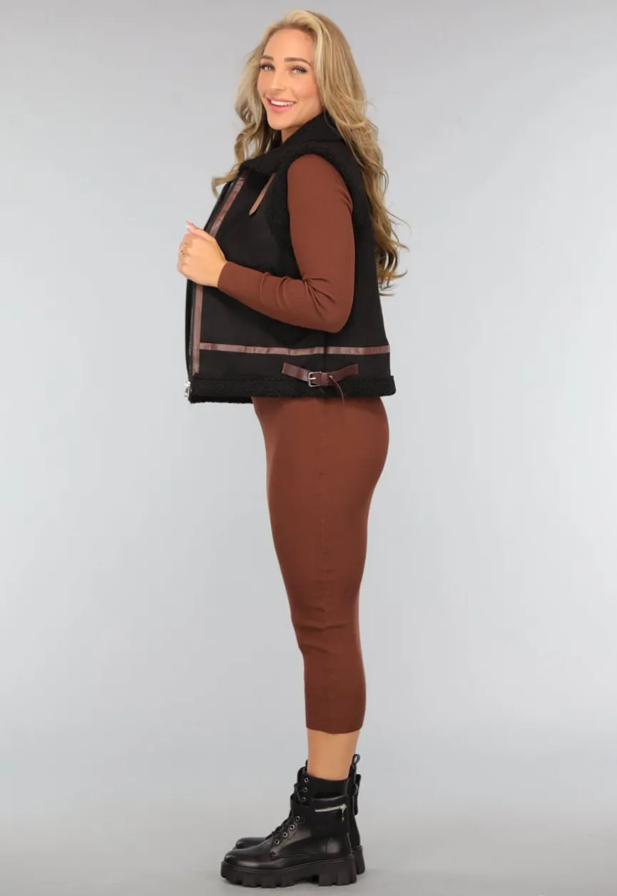 Zwarte Lederlook Biker Boots met Tasje