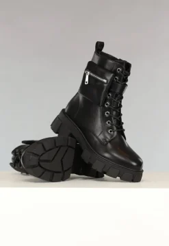 Zwarte Lederlook Biker Boots met Tasje