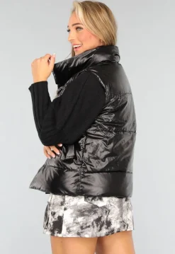 Zwarte Lederlook Bodywarmer met Tasje