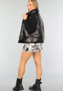 Zwarte Lederlook Bodywarmer met Tasje