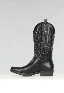 Zwarte Lederlook Cowboylaarzen
