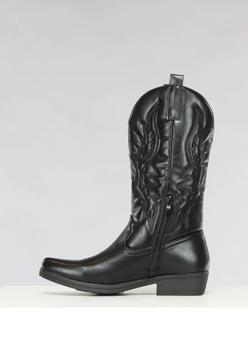 Zwarte Lederlook Cowboylaarzen