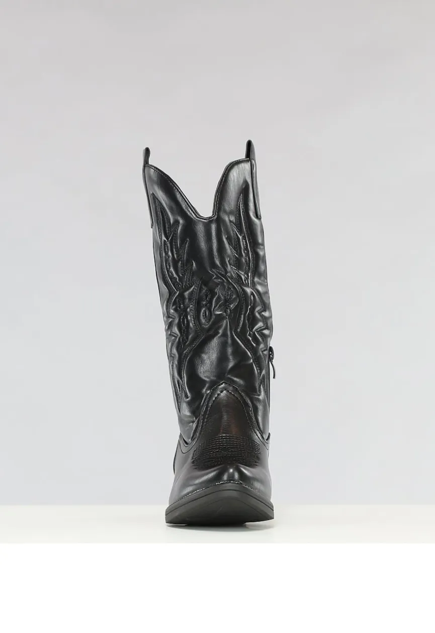 Zwarte Lederlook Cowboylaarzen