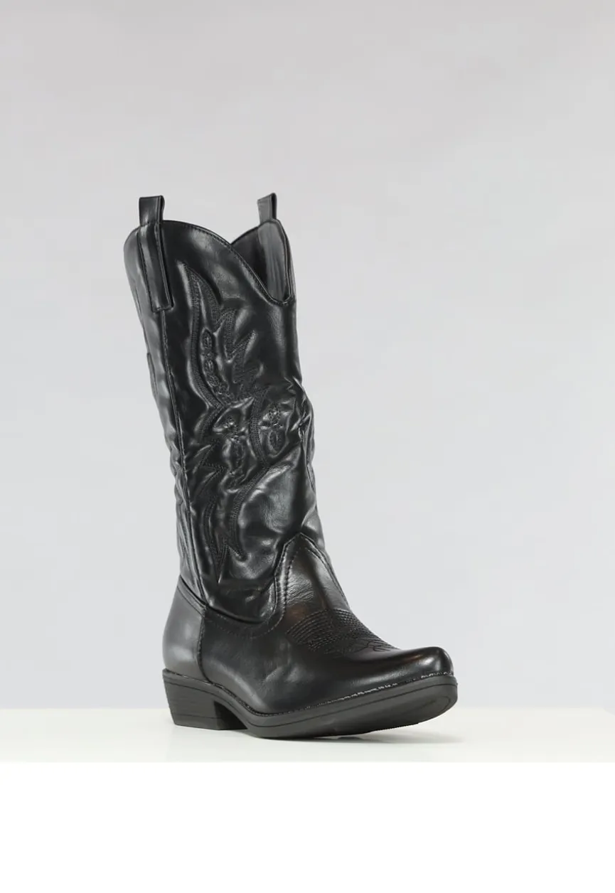 Zwarte Lederlook Cowboylaarzen