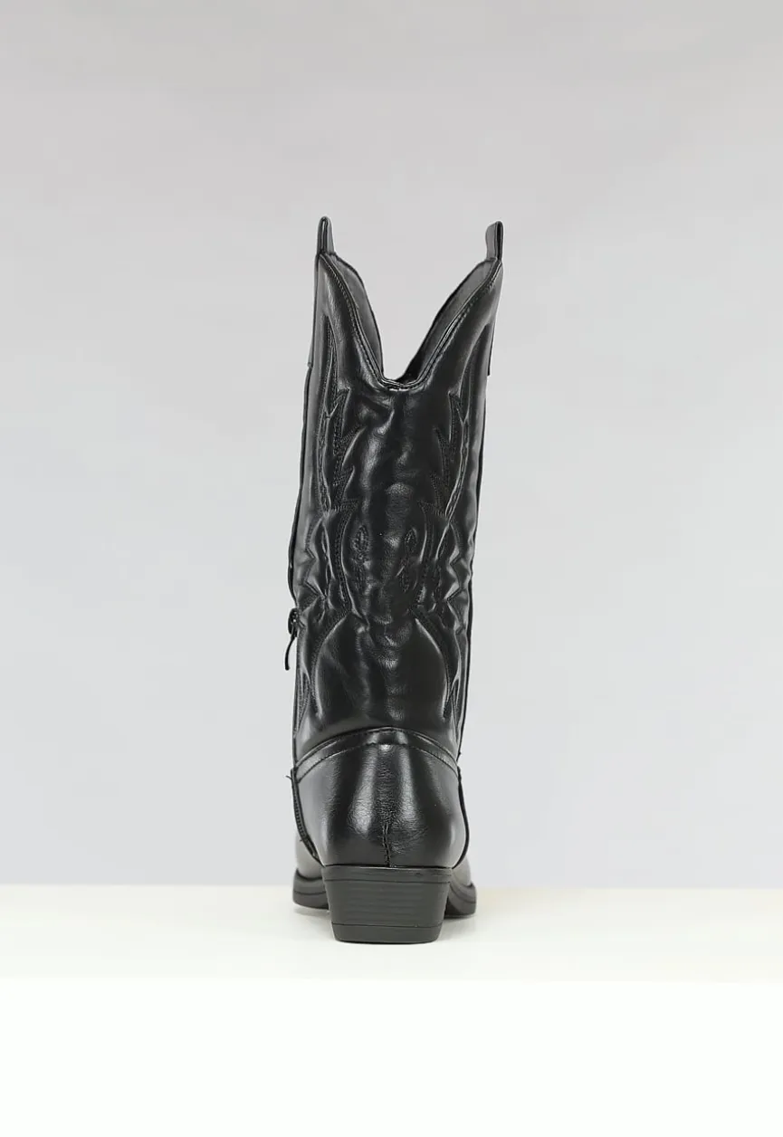 Zwarte Lederlook Cowboylaarzen