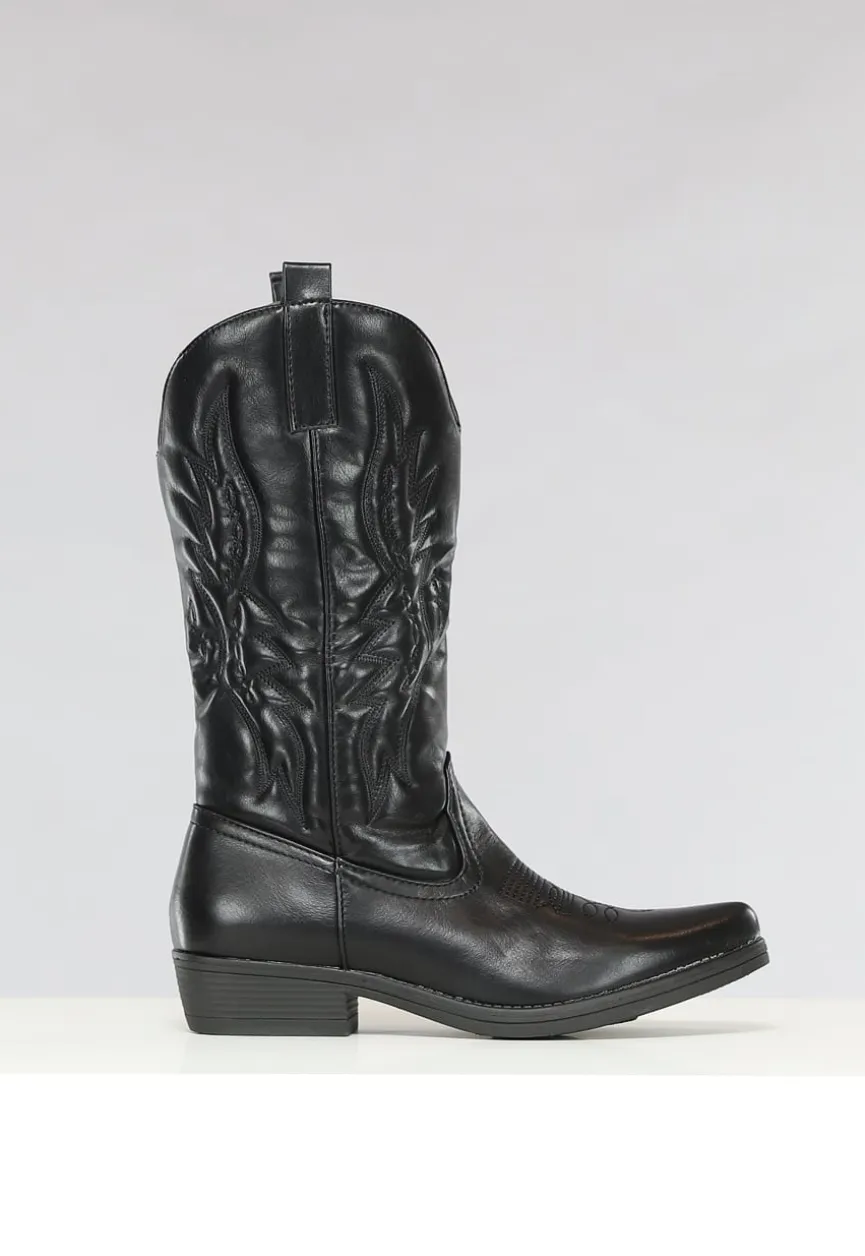 Zwarte Lederlook Cowboylaarzen