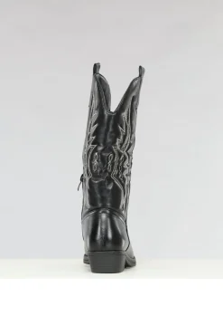Zwarte Lederlook Western Boots met Stiksels