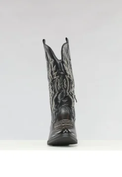 Zwarte Lederlook Western Boots met Stiksels