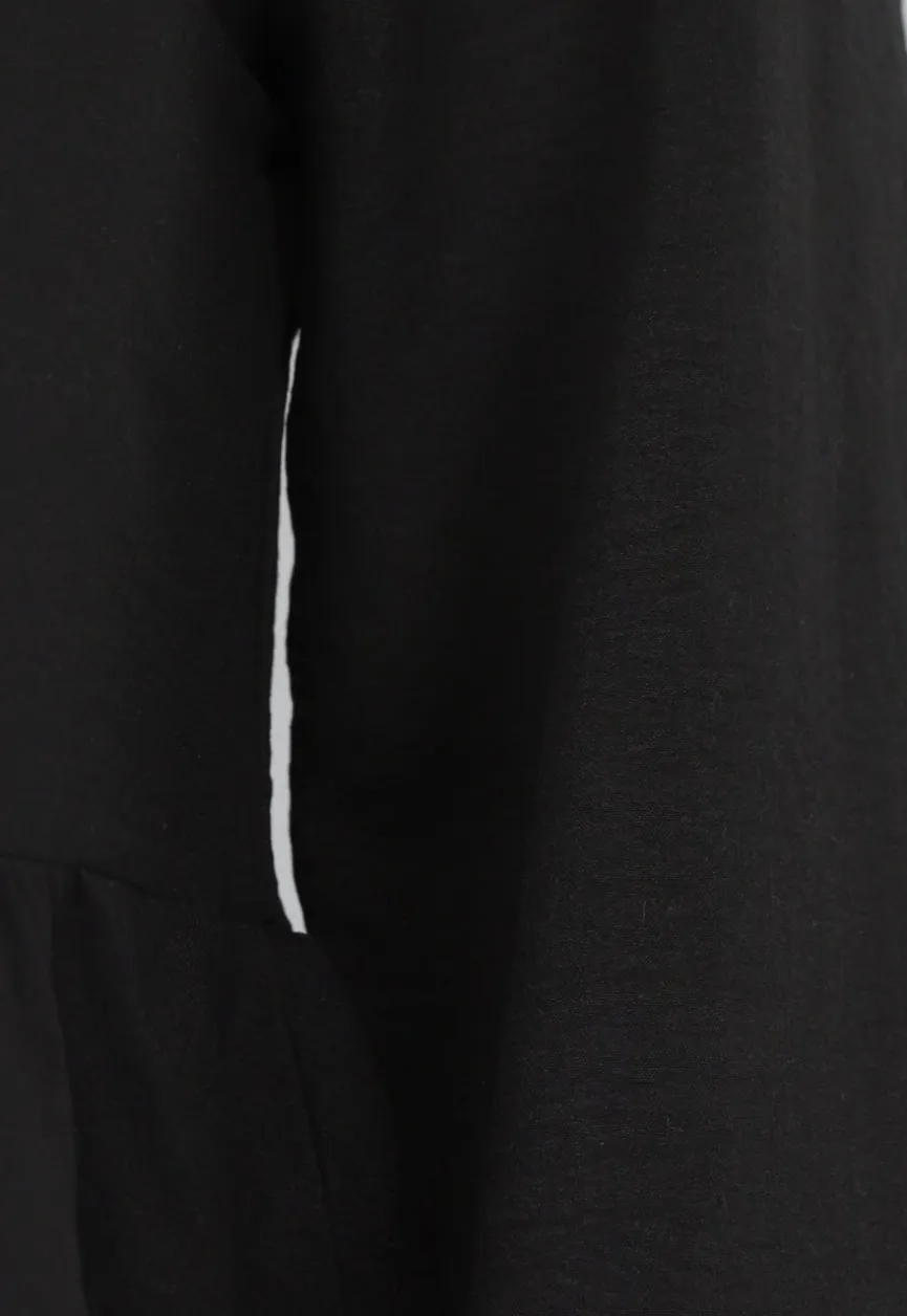 Zwarte Linnenlook Two Piece met Strikjes
