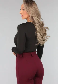 Zwarte Longsleeve Basic Overslag Body