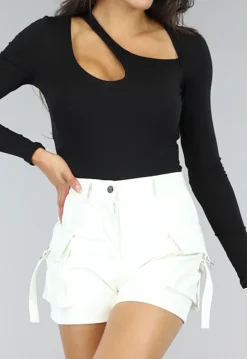 Zwarte Longsleeve Cut Out Bodysuit