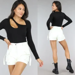 Zwarte Longsleeve Cut Out Bodysuit