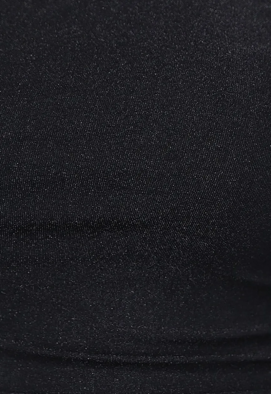 Zwarte Longsleeve Geplooide Top met Glitters