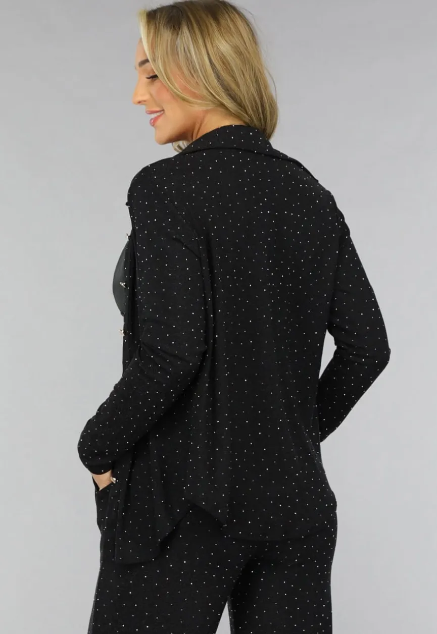 Zwarte Longsleeve Glitter Blouse