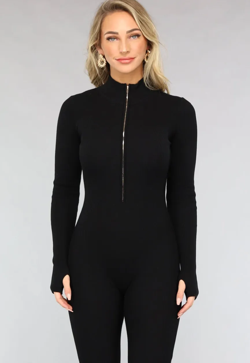 Zwarte Longsleeve Jumpsuit van Ribstof