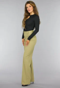 Zwarte Longsleeve Rib Top met Cutouts