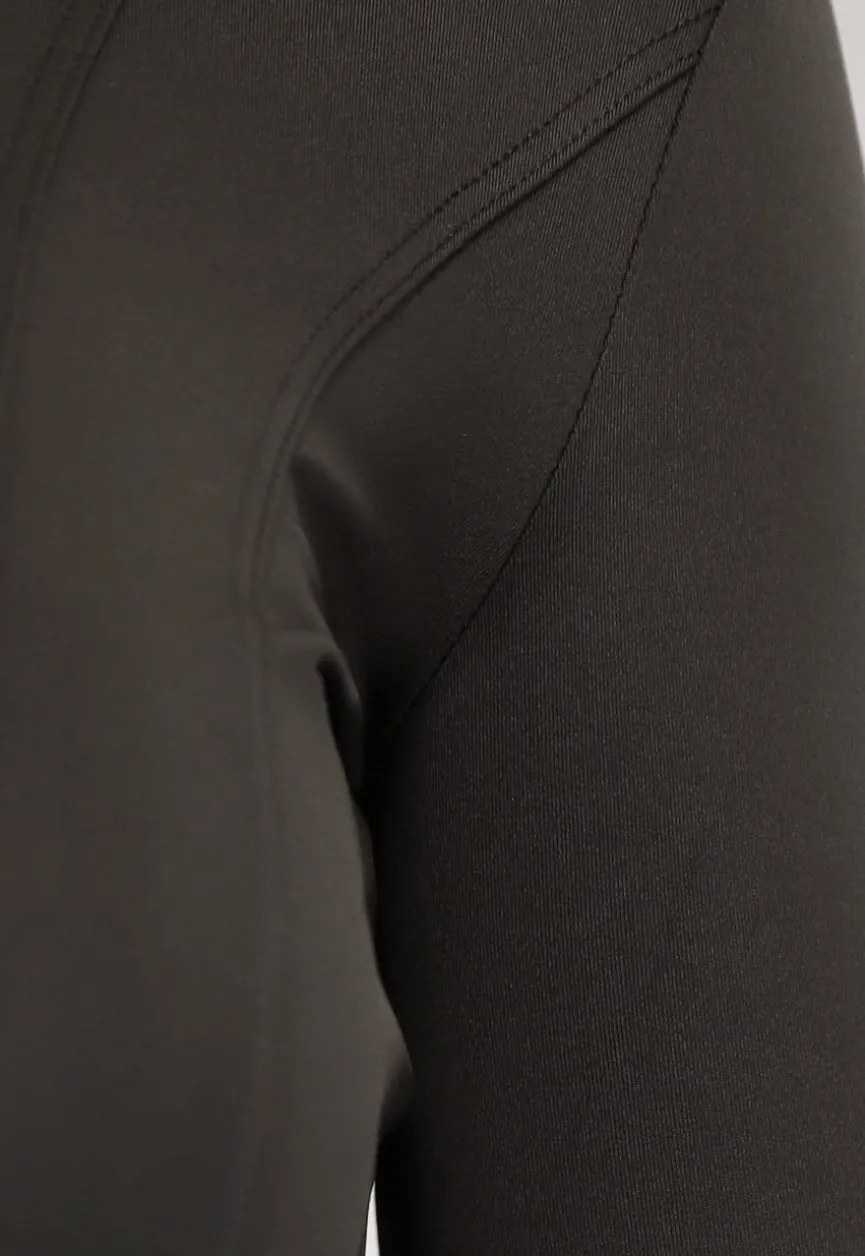 Zwarte Longsleeve Sporttop met Rits en Duimgaten