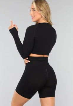 Zwarte Longsleeve Sporttop met Duimgaten