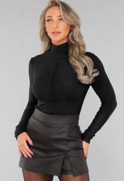Zwarte Longsleeve Top met Col