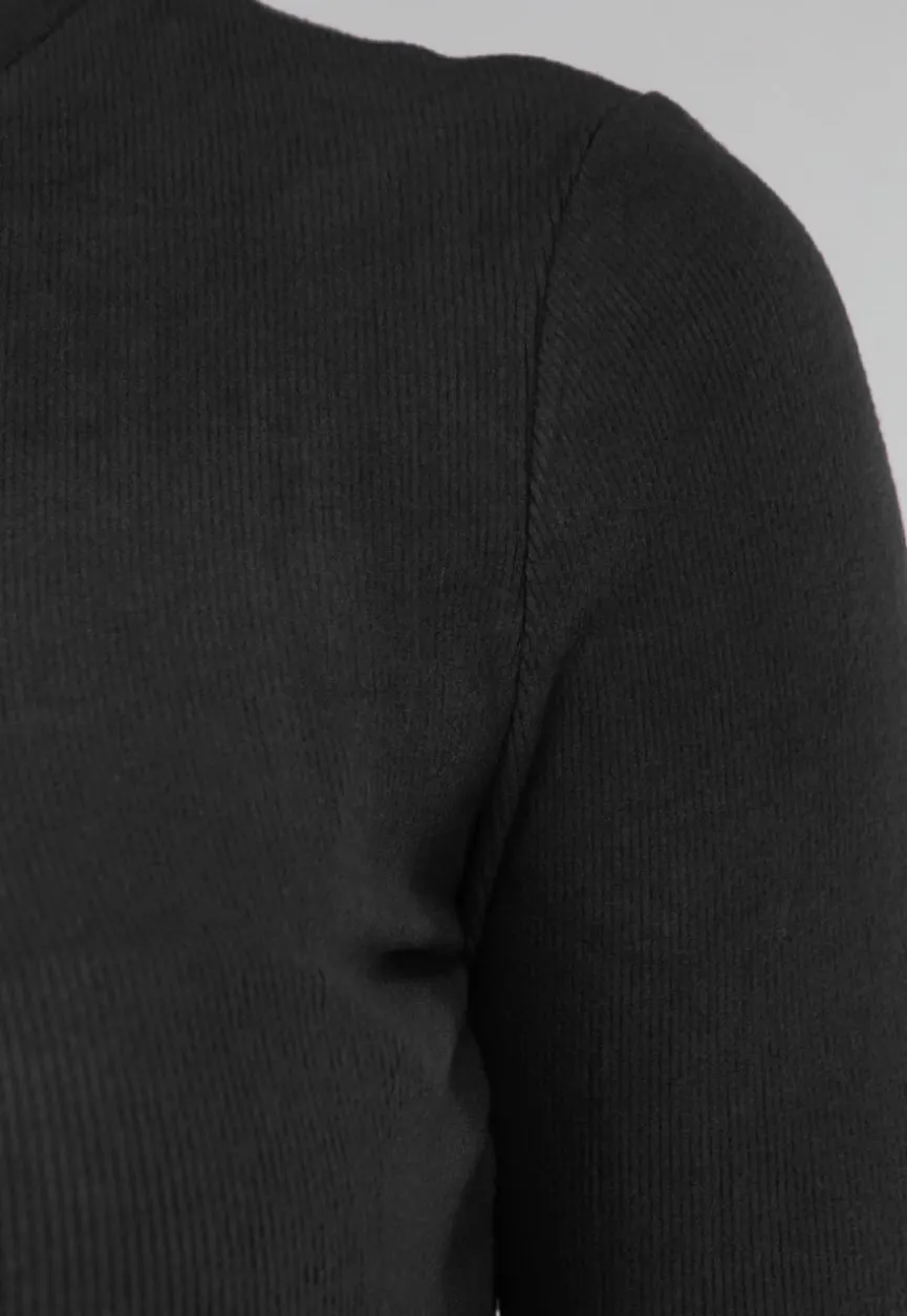 Zwarte Longsleeve Top met Col