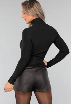 Zwarte Longsleeve Top met Col