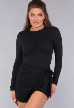 Zwarte Longsleeve Twist Stretch Top