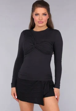 Zwarte Longsleeve Twist Stretch Top