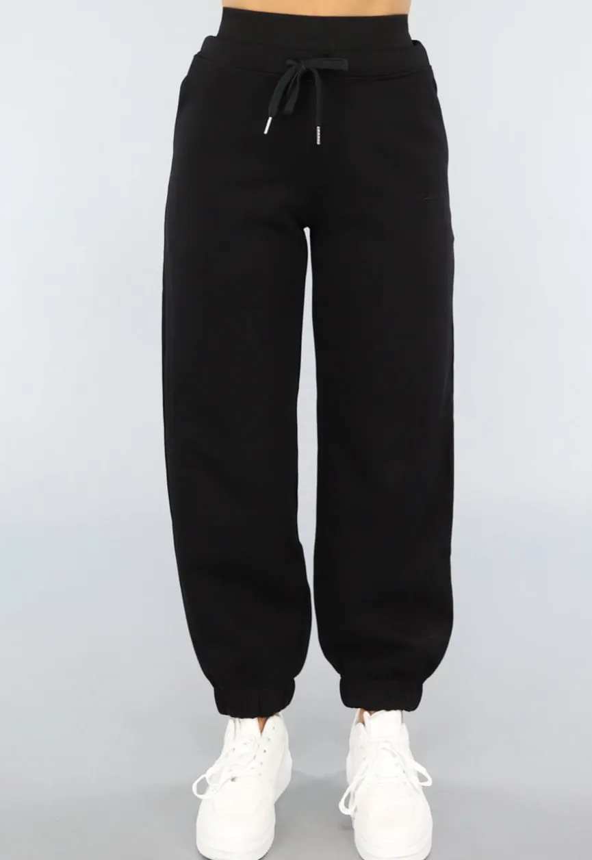 Zwarte Lounge Broek met Grote Elastische Band