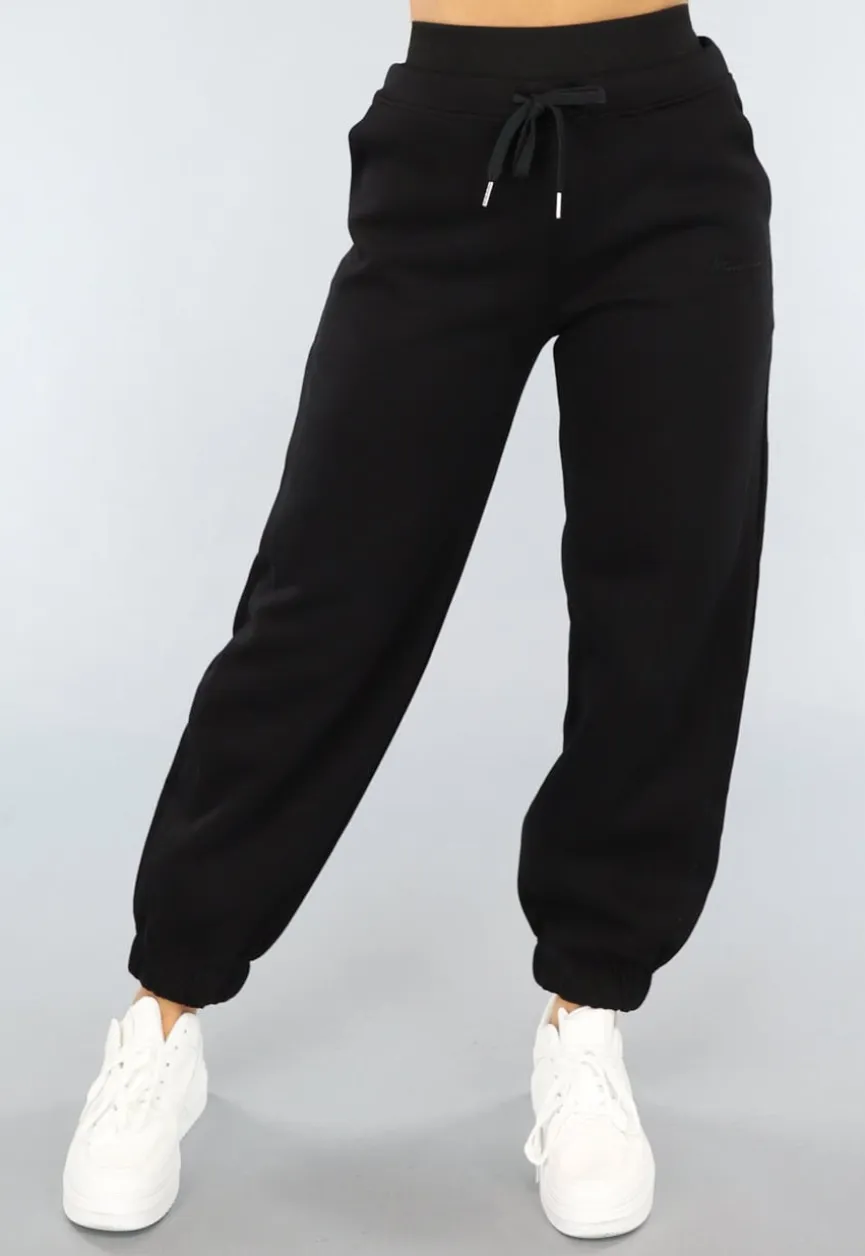 Zwarte Lounge Broek met Grote Elastische Band