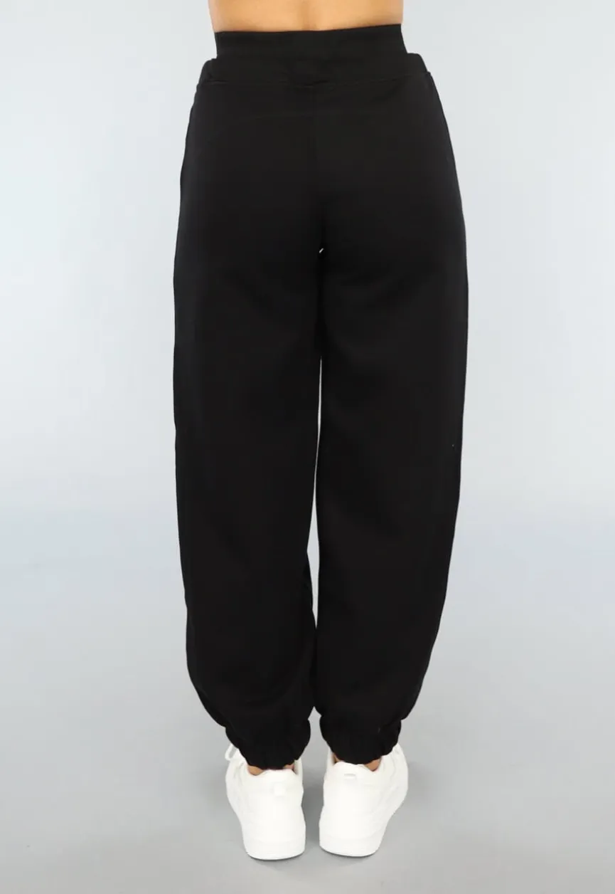 Zwarte Lounge Broek met Grote Elastische Band