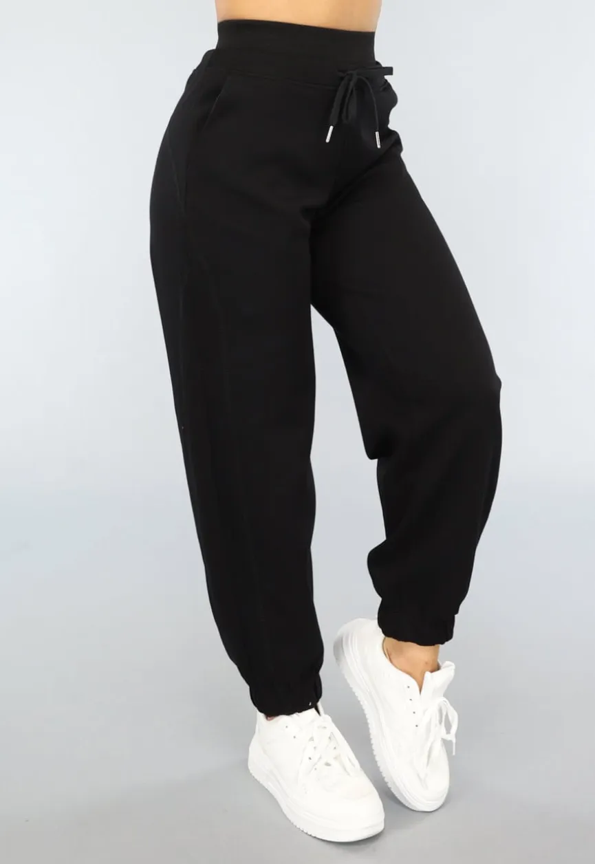 Zwarte Lounge Broek met Grote Elastische Band