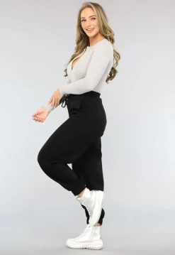 Zwarte Lounge Broek met Grote Elastische Band