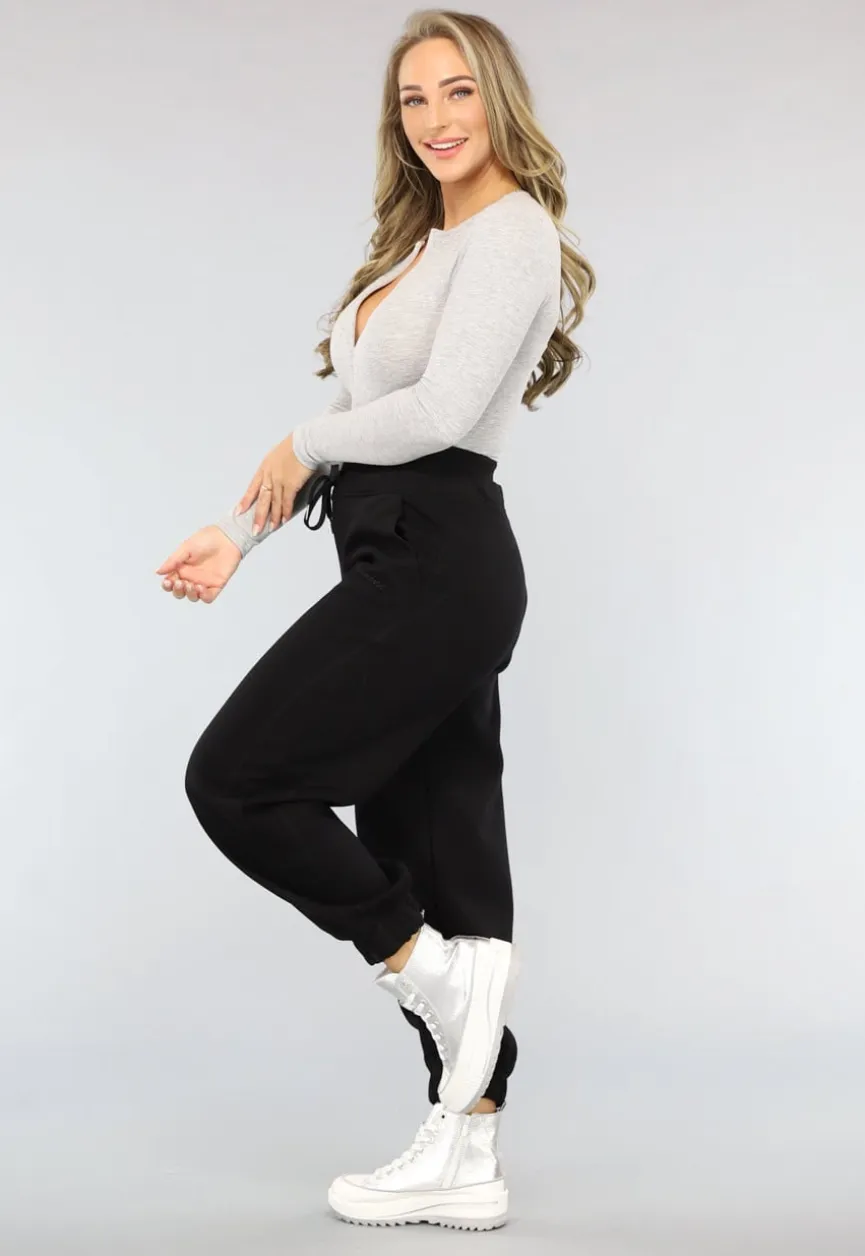 Zwarte Lounge Broek met Grote Elastische Band