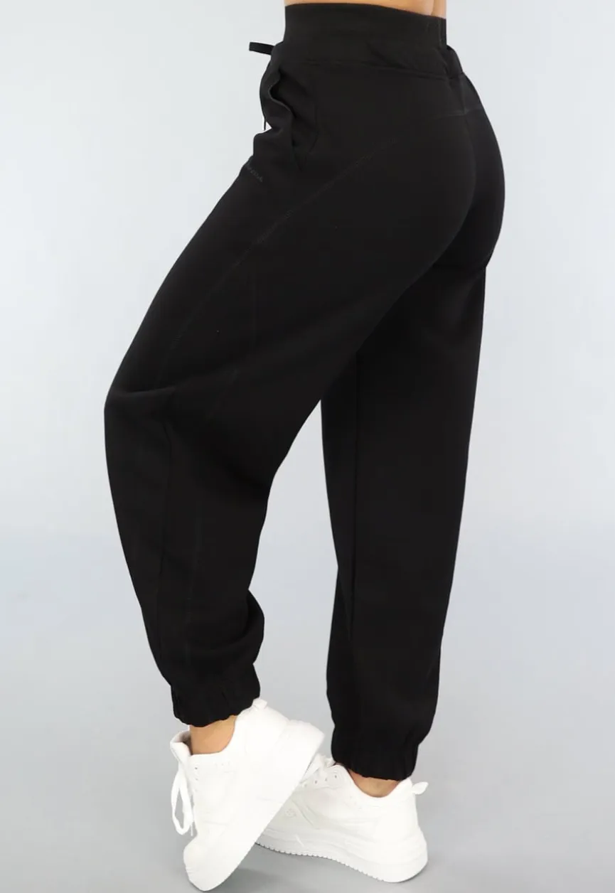 Zwarte Lounge Broek met Grote Elastische Band
