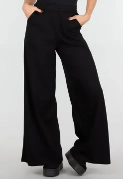 Zwarte Lounge Broek met Wijde Pijpen