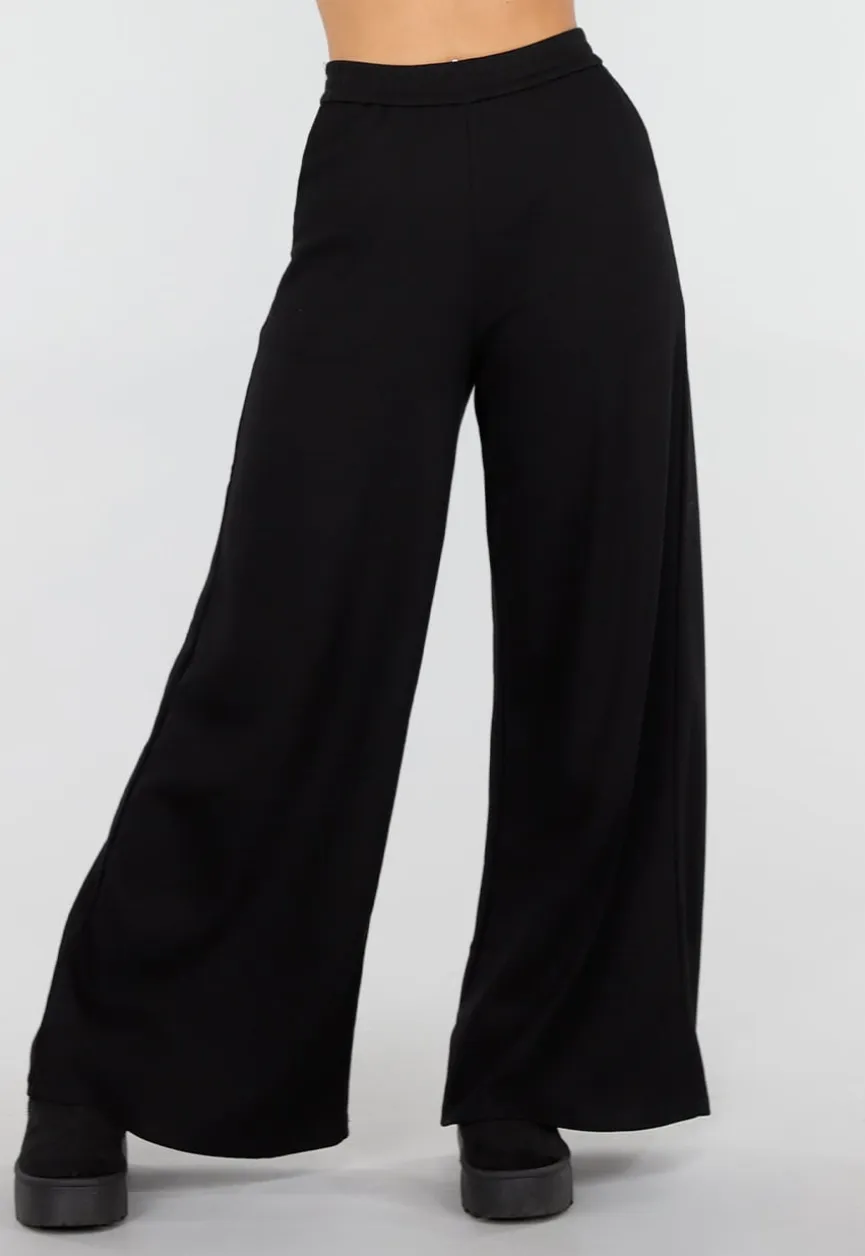 Zwarte Lounge Broek met Wijde Pijpen