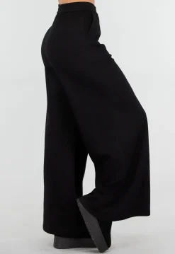 Zwarte Lounge Broek met Wijde Pijpen