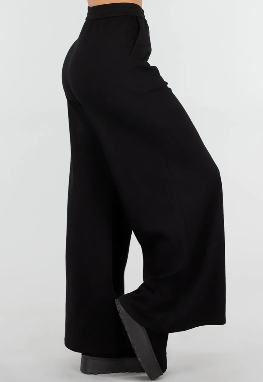 Zwarte Lounge Broek met Wijde Pijpen