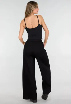 Zwarte Lounge Broek met Wijde Pijpen