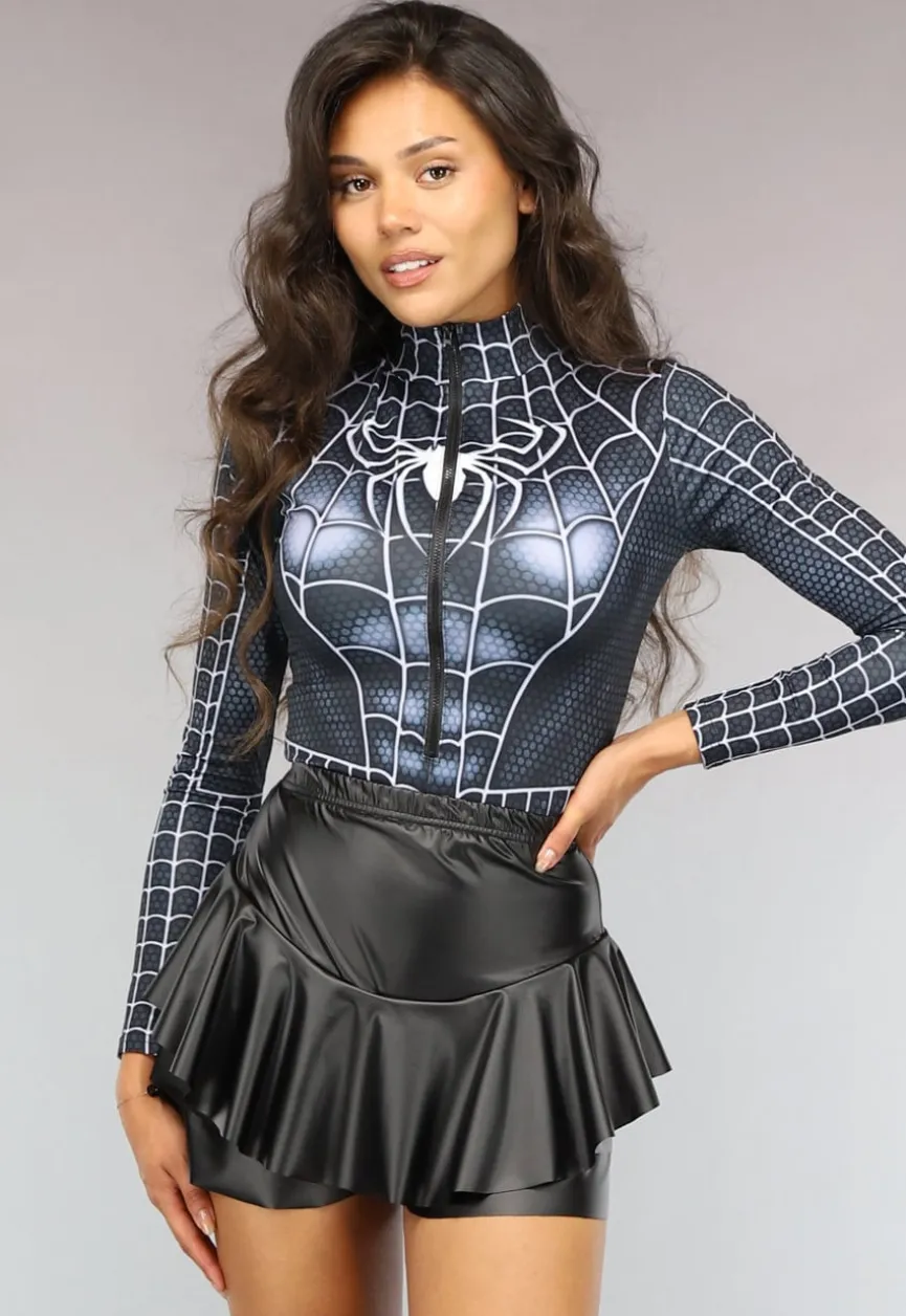 Zwarte Marvel Venom Bodysuit met Rits