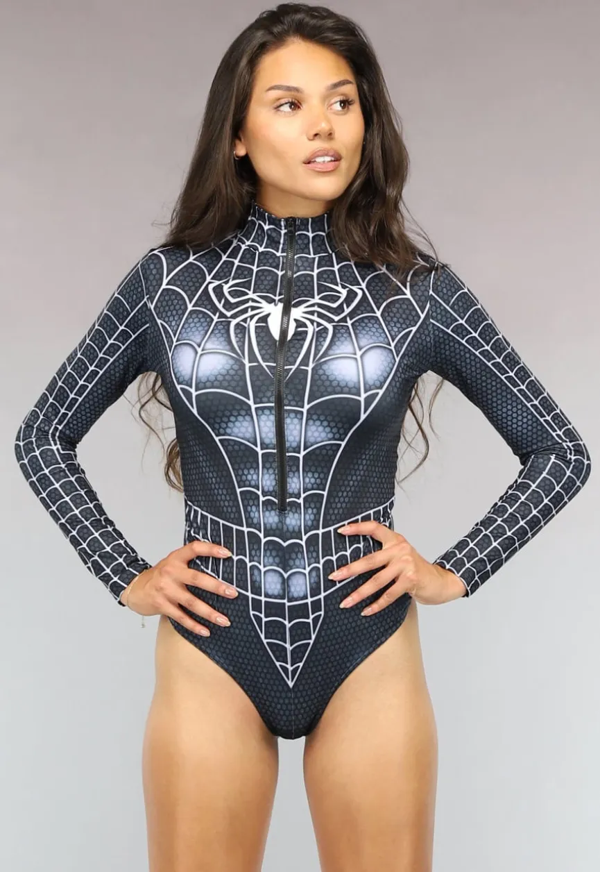 Zwarte Marvel Venom Bodysuit met Rits