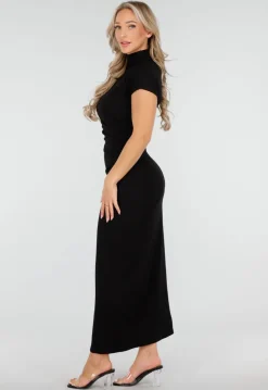 Zwarte Maxi Jurk met Col en Split